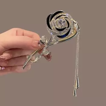 Модные заколки для волос со стразами в виде цветка и кисточки, элегантные женские заколки-твистеры в виде розы, заколка для хвостика, заколка-одно слово, аксессуары для головных уборов