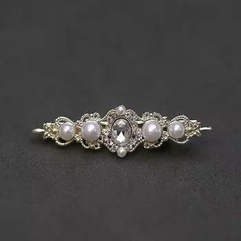 Модные заколки для волос в европейском стиле с узором из жемчуга и орнаментом из металла, заколка-аллигатор, женские аксессуары для волос 5.5cm золотой