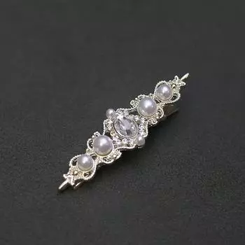 Модные заколки для волос в европейском стиле с узором из жемчуга и орнаментом из металла, заколка-аллигатор, женские аксессуары для волос 5.5cm золотой