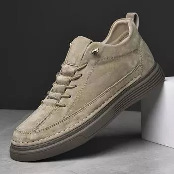 Модные замшевые кожаные кроссовки на шнуровке, удобная повседневная обувь для мужчин, кроссовки ручной работы для мужчин, обувь для скейтборда, обувь для подъема 36 коричневый