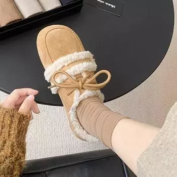 Модные замшевые кожаные мокасины из овечьего меха женские теплые зимние туфли для женщин с круглым носком на шнуровке хлопковые балетки женские меховые мокасины большой размер 43 5 хаки