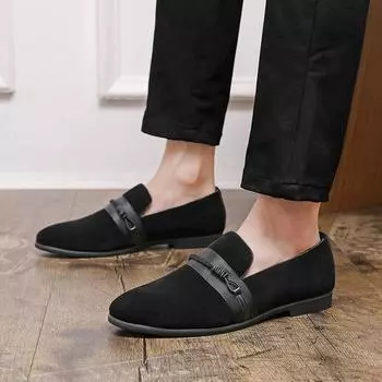 Модные замшевые мокасины мужские кожаные туфли ручной работы черные повседневные туфли на плоской подошве для вождения синие мокасины мужские туфли больших размеров 46 47 48 38 чёрный