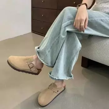 Модные замшевые мюли из пробки, дизайнерские тапочки для женщин и мужчин, классические противоскользящие тапочки из пробки с поддержкой свода стопы 35