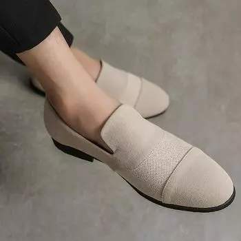 Модные замшевые мужские туфли повседневные брендовые дизайнерские мокасины мужские мокасины дышащие офисные туфли на плоской подошве классические мужские туфли для вождения 38 бежевый