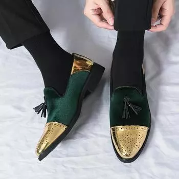 Модные замшевые туфли мужские повседневные люксовые брендовые пенни-лоферы ручной работы мужские туфли без застежек на плоской подошве для вождения черные зеленые мокасины 38 чёрный