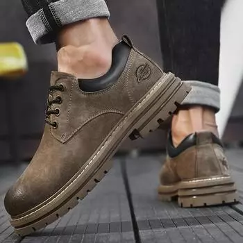 Модные замшевые туфли на плоской подошве из кожи, мужские кроссовки на шнуровке, удобная обувь для ходьбы, мужская обувь для путешествий, скейтбординга, ретро, роскошная мужская повседневная обувь 38 хаки