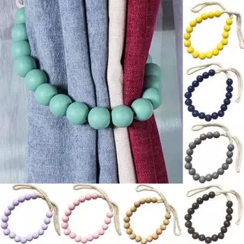 Модные занавески, повязки, деревянные бусины, подхват, украшение для дома, драпировка розовый