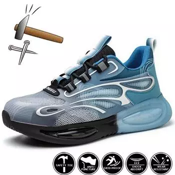 Модные защитные ботинки Мужская защитная обувь Рабочие ботинки со стальным носком Мужская дышащая рабочая обувь Мужская женская неразрушимая обувь кроссовки 36