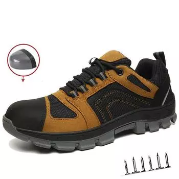 Модные защитные ботинки со стальным носком для мужчин, противоударные рабочие ботинки и защитная мужская обувь с защитой от проколов 40 хаки
