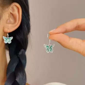 Модные зеленые градиентные серьги-подвески в виде бабочек для женщин простые металлические украшения трендовый подарок