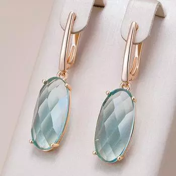 Модные зеленые градиентные синие овальные циркониевые большие золотые серьги-подвески для женщин легкие роскошные ювелирные изделия аксессуары для вечеринок