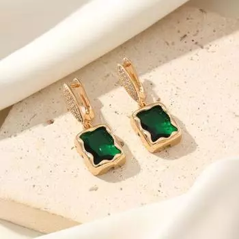 Модные зеленые квадратные висячие серьги для женщин серьги с кубическим цирконием ювелирные изделия аксессуары для вечеринок зелёный