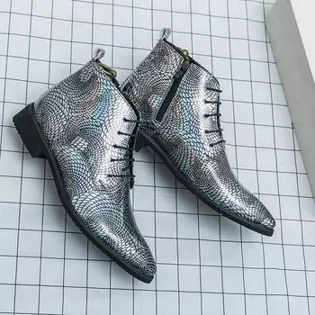 Модные зеленые повседневные кожаные ботинки мужские деловые кожаные туфли в британском стиле формальные кожаные мужские туфли большого размера 48 челси 38 чёрный