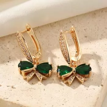 Модные зеленые серьги-бабочки с подвесками для женщин, серьги с кубическим цирконием, ювелирные изделия, аксессуары для вечеринок зелёный