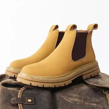 Модные желтые мужские ботинки кожаные ботильоны люксовый бренд мужские ботинки челси повседневная обувь для мужчин высококачественная обувь на платформе для отдыха 37