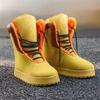 Модные желтые высокие сапоги для мужчин 2024 года, модные дизайнерские ботинки для мужчин, уличные туфли на платформе, мужские теплые рабочие ботинки, мужские ботинки 39