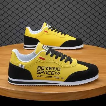 Модные желтые замшевые кроссовки мужские с принтом букв повседневная обувь для мужчин осень зима оригинальные мужские кроссовки zapatillas de hombre 39