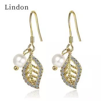 Модные жемчужные серьги для женщин, ювелирные изделия, женские капли для ушей, цвета золота, листья растений, модные подарки для вечеринки жёлтый