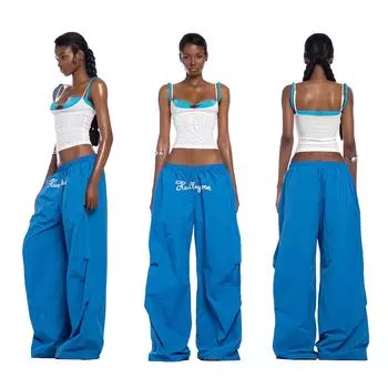 Модные женские эластичные брюки с высокой талией и буквенным принтом, свободные повседневные уличные модные простые универсальные тканые брюки, комплект жилетов L