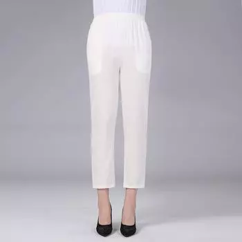 Модные женские эластичные глубокие прямые брюки с высокой талией, повседневные брюки L белый