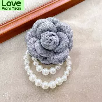 Модные женские элегантные броши в корейском стиле с камелией и жемчугом, модные тканевые цветочные свадебные вечеринки, изысканные броши, значки