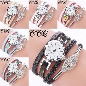 Модные женские аналоговые кварцевые наручные часы для девочек, женские часы-браслет