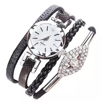 Модные женские аналоговые кварцевые наручные часы для девочек, женские часы-браслет One Size