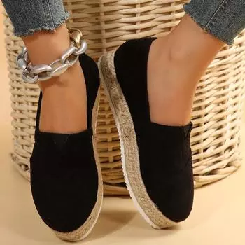 модные женские эспадрильи обувь мокасины с круглым носком хлопковая платформа слипоны прогулочные туфли дизайнерские классические прогулочные повседневные кроссовки 37 чёрный