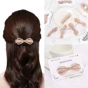 Модные женские аксессуары для головных уборов с цветочным принтом, милые заколки для волос, жемчужные заколки, заколка для волос с кристаллами, заколка для волос