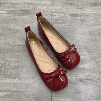 Модные женские балетки на плоской подошве, удобные нескользящие женские мокасины, кожаные туфли на плоской подошве, элегантные женские туфли с бантом, туфли для мам 35 вино красного