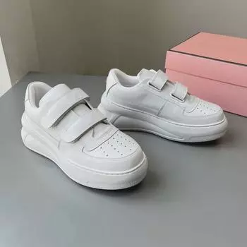 Модные женские белые кроссовки на липучках - осень 2024 г., толстая подошва, увеличивающая рост, повседневная спортивная одежда 38 белый