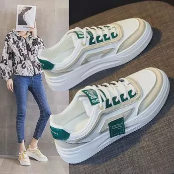 Модные женские белые кроссовки на осень 2025 года — дышащая, универсальная, повседневная спортивная обувь 38 зелёный