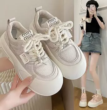 Модные женские белые кроссовки на осень со шнуровкой на толстой подошве повседневные туфли на плоской подошве с противоскользящей подошвой для прогулок на открытом воздухе, спортивная обувь для сноуборда Sapatos Femininos 35