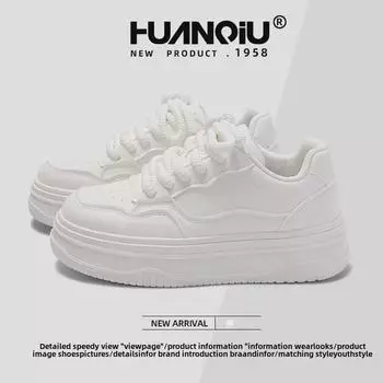 «Модные женские белые повседневные туфли в корейском стиле на толстой подошве 2024 года для ношения в любое время года» 35 белый