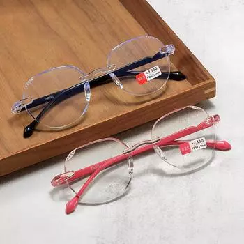 Модные женские безрамные очки для чтения, пластиковые очки для пресбиопии для мужчин +1.0 чёрный