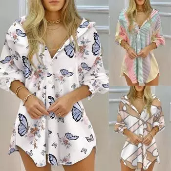 Модные женские блузки, новые весенне-осенние рубашки, повседневные свободные рубашки с длинными рукавами, женские топы с темпераментным принтом S