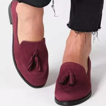 Модные женские бордовые замшевые оксфорды