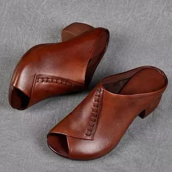 модные женские босоножки 2024 года, босоножки на каблуках, летняя обувь, женские туфли с открытым носком, женские тапочки, элегантные женские туфли на каблуке, Sandalias Mujer 35 темно-коричневого