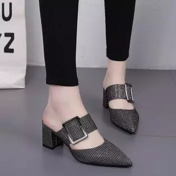 Модные женские босоножки, элегантные, сексуальные, на высоком каблуке 34 чёрный