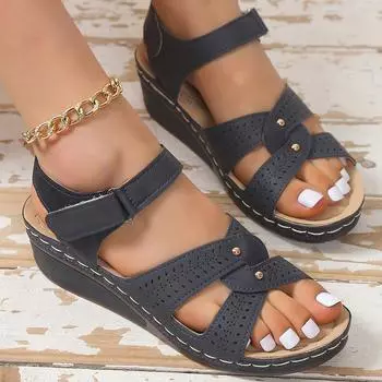 модные женские босоножки легкие босоножки на танкетке летние босоножки 2024 новые летние туфли для женщин элегантные босоножки на танкетке на низком каблуке женские босоножки 35 коричневый