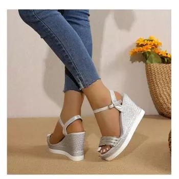 модные женские босоножки летняя обувь женские босоножки на танкетке туфли на платформе высокие каблуки дизайнерские босоножки удобная женская обувь 35 золотой