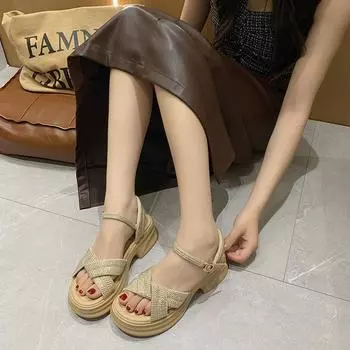 модные женские босоножки на мягкой платформе с пайетками летние туфли женские модные босоножки женские элегантные туфли на танкетке для женщин 35 хаки