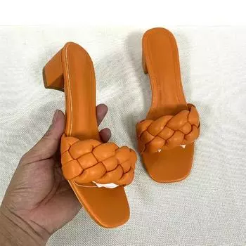 Модные женские босоножки на низком квадратном каблуке 2024 года, дизайнерские плетеные босоножки с открытым носком, модные кожаные туфли на среднем каблуке, повседневные женские пляжные туфли 36 золотой