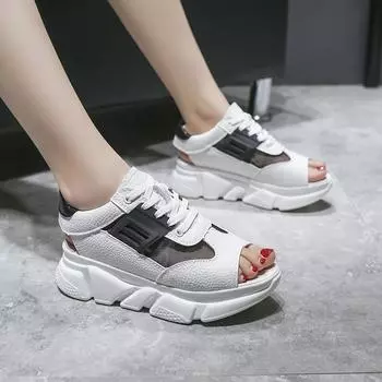 модные женские босоножки на танкетке 2024 летняя пляжная обувь босоножки на платформе со шнуровкой дышащая сетка женские босоножки модная женская повседневная обувь 35 розовый