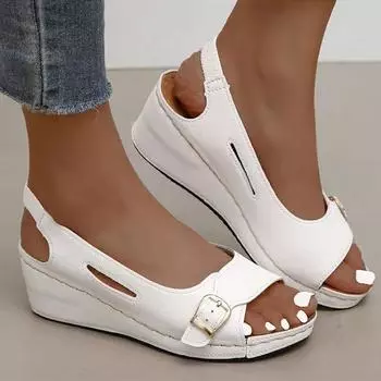 модные женские босоножки на танкетке сандалии лето 2024 новые туфли на танкетке женские мягкие босоножки на каблуке женские элегантные босоножки Mujer 35 коричневый