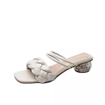 Модные женские босоножки на высоком каблуке и платформе, женские плетеные туфли-лодочки с кристаллами на каблуке, летние туфли без застежек, женские тапочки для женщин 2024, размер 31-43 31