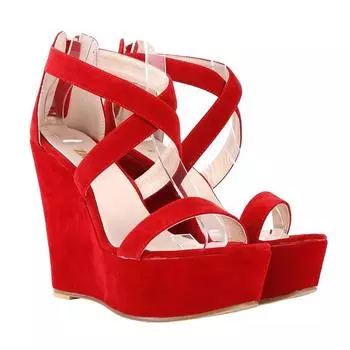 Модные женские босоножки с открытым носком на высоком танкетке, сексуальные клубные туфли на каблуке 12 см, свадебная обувь для вечеринок в стиле OL 35 чёрный