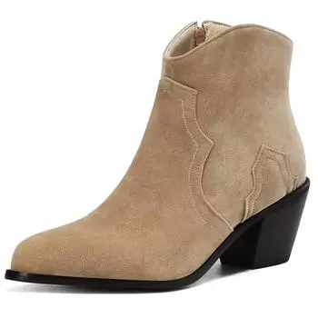 Модные женские ботильоны 2024 года, повседневные короткие ботинки из искусственной замши бежевого и черного цвета, на танкетке, большой размер 48 34 абрикосовый
