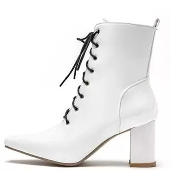 Модные женские ботильоны большого размера 47 осень-зима из лакированной кожи, водонепроницаемые короткие ботинки, модные красные белые мотоциклетные ботинки на шнуровке 34 бежевый