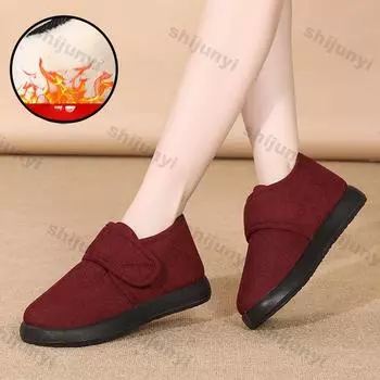 Модные женские ботильоны из хлопка, зимняя обувь 2024 года, новые плюшевые, холодостойкие, теплые, женские, удобные, для дома и улицы, нескользящие, хлопковые ботинки 35